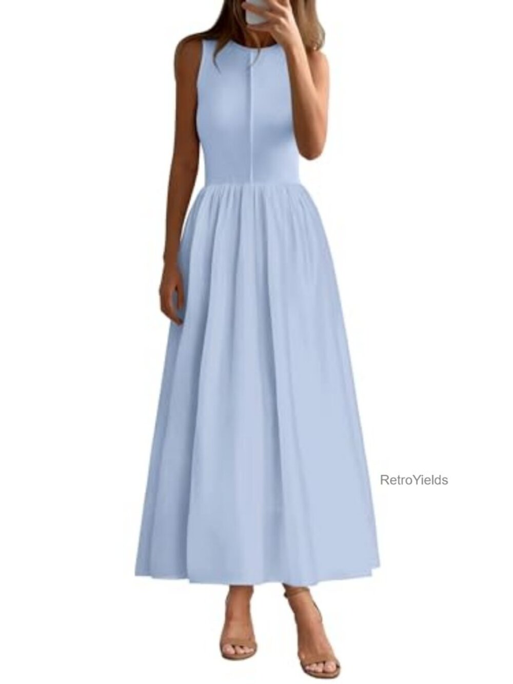 Sleeveless Patchwork Maxi Dress with Pockets for Summer